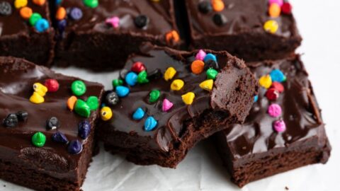 Homemade Sweet and Fudgy Cosmic Brownies with Sprinkled Chipped Candies