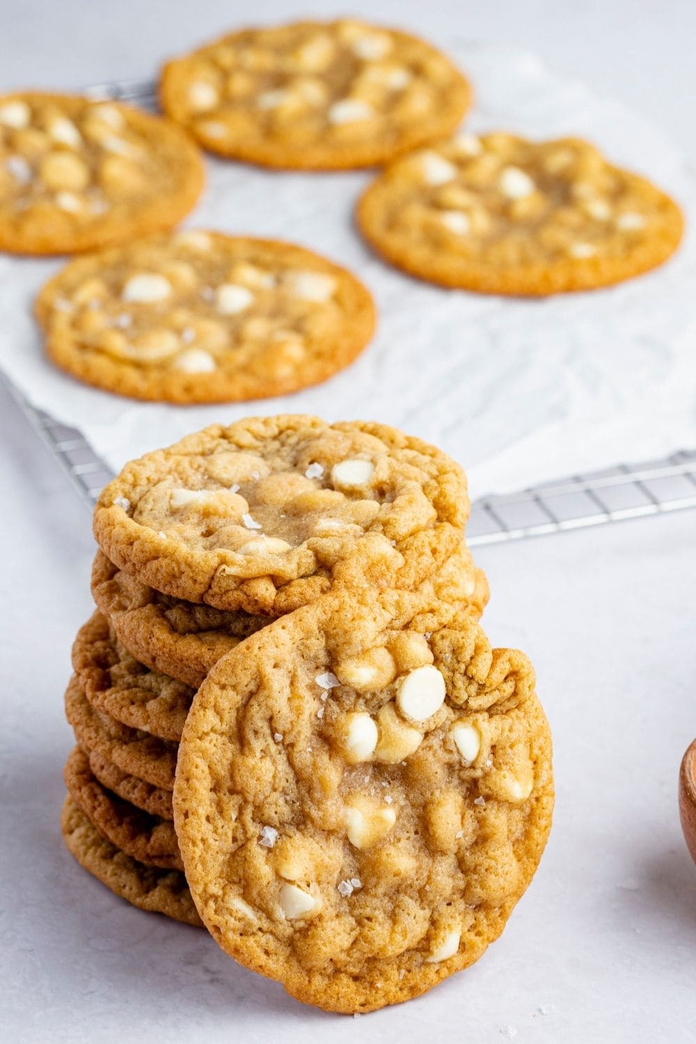 Stacks of White Chocolate Chip Cookies