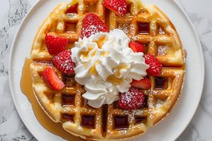 Bisquick Waffles with Whipped Cream