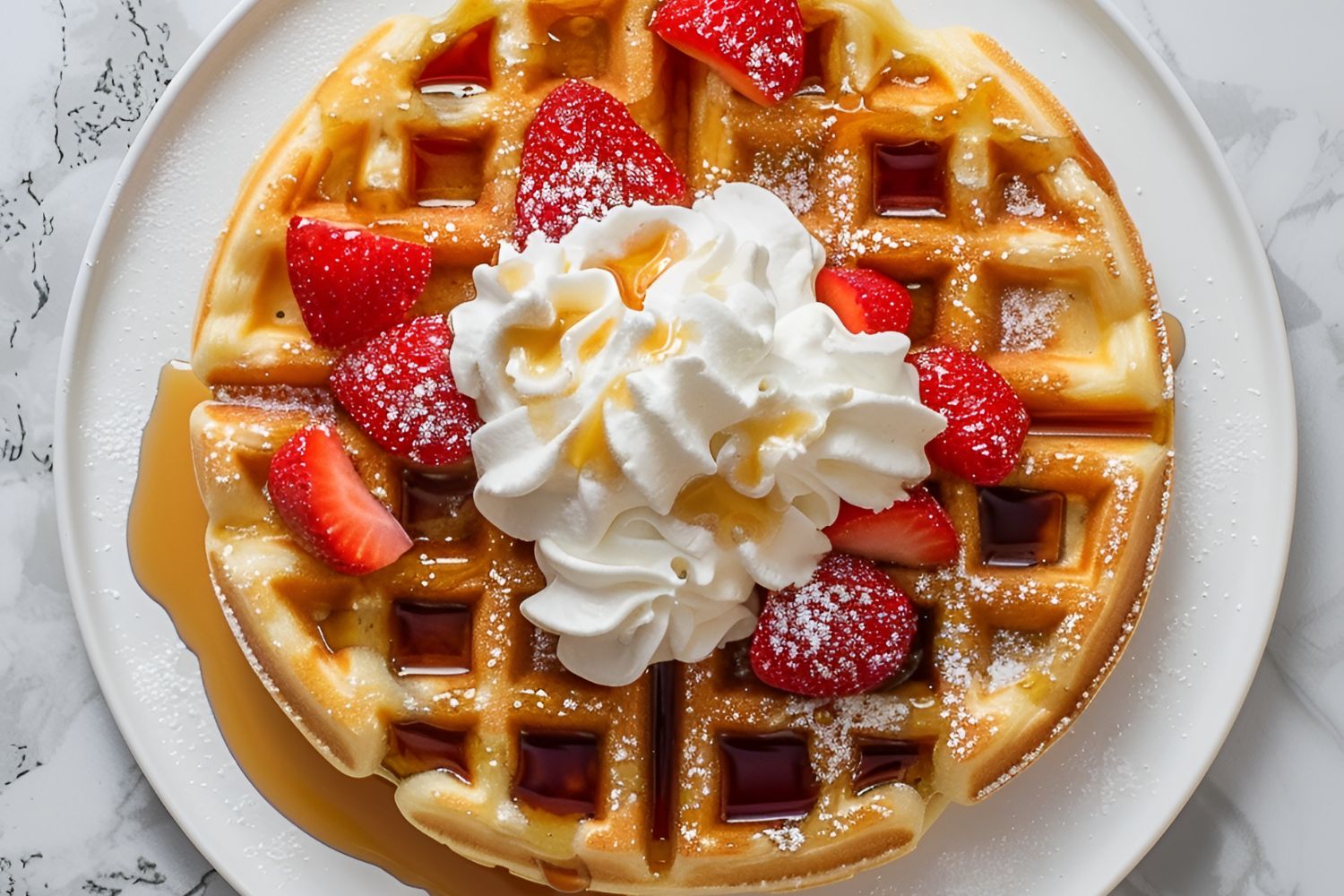 Bisquick Waffles with Whipped Cream