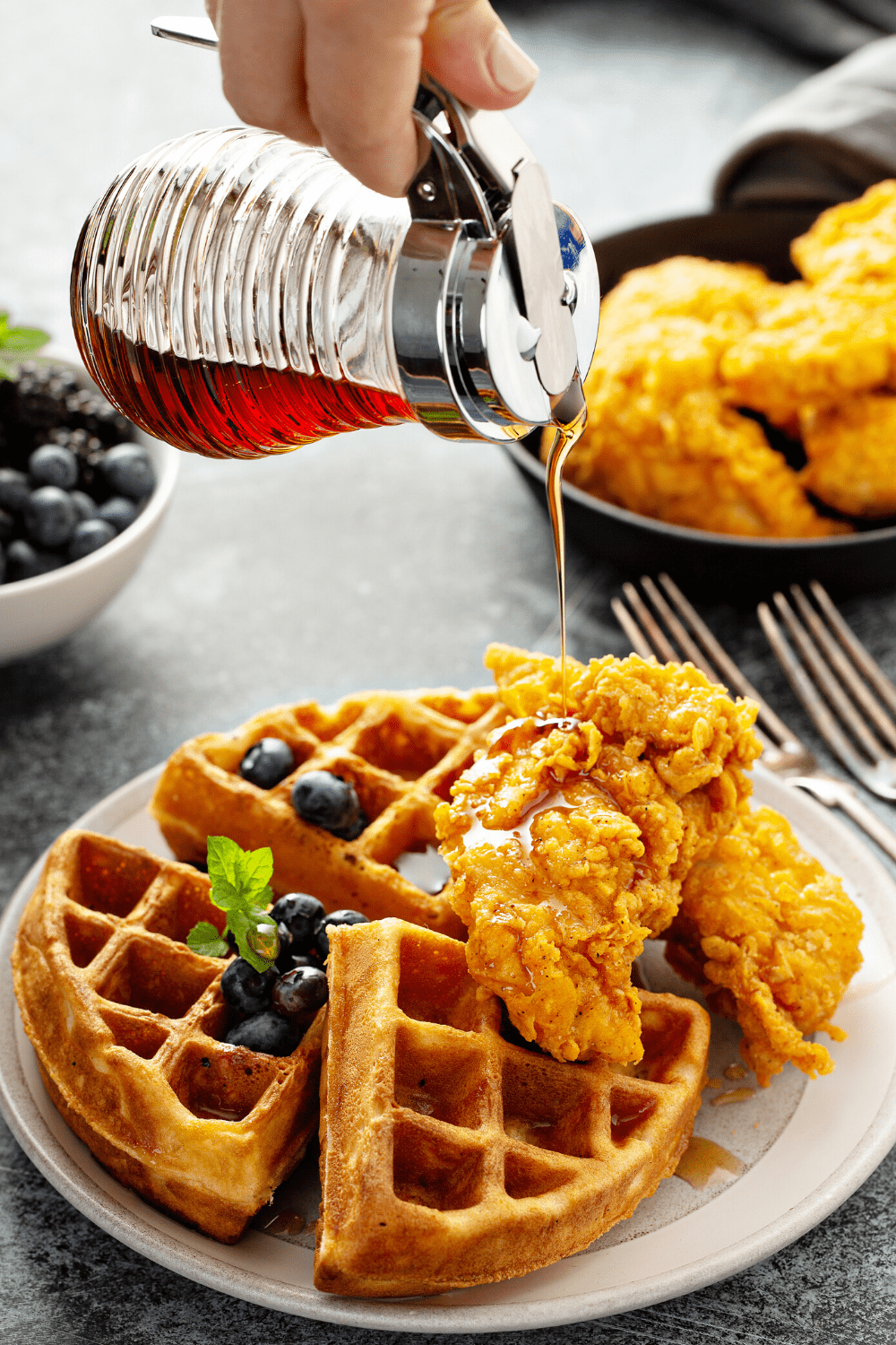 Waffles with Chicken and Blueberries