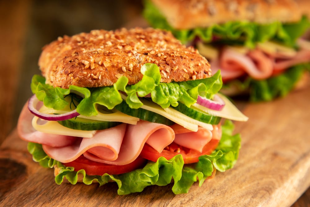 Ham and Cheese Sandwich with Green Lettuce