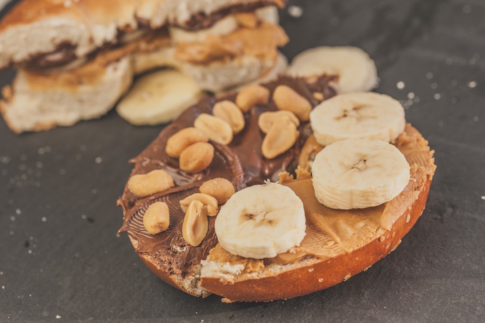 Bagel with Peanut Butter and Banana Slices