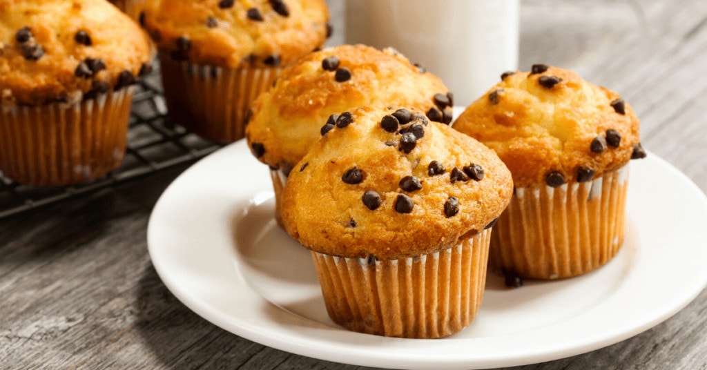 Chocolate Chip Muffins on a Plate