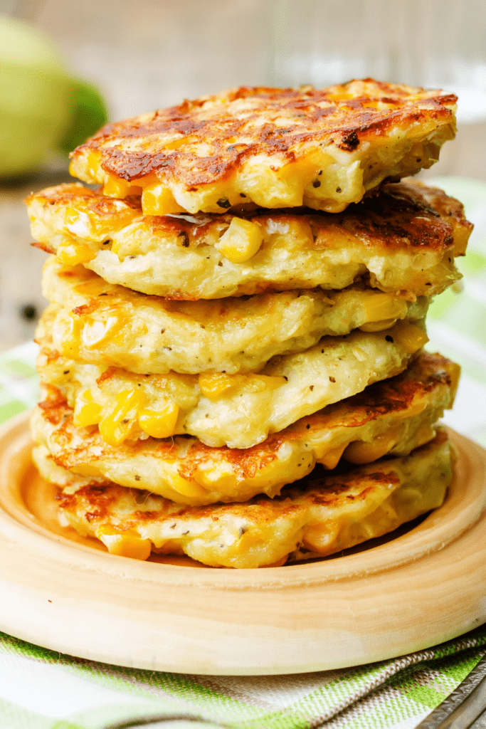 Bisquick Corn Fritters Stacked