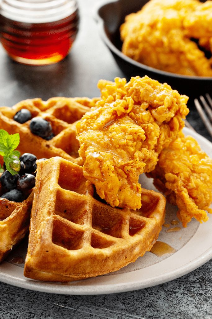 Waffles with Chicken and Blueberries