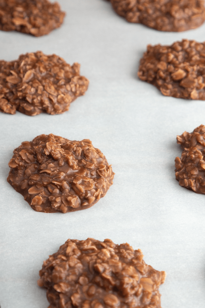 No Bake Cookies on Parchment Paper