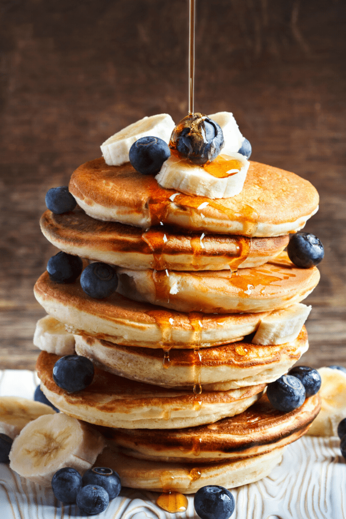 Pancakes with Blueberry, Banana and Maple Syrup
