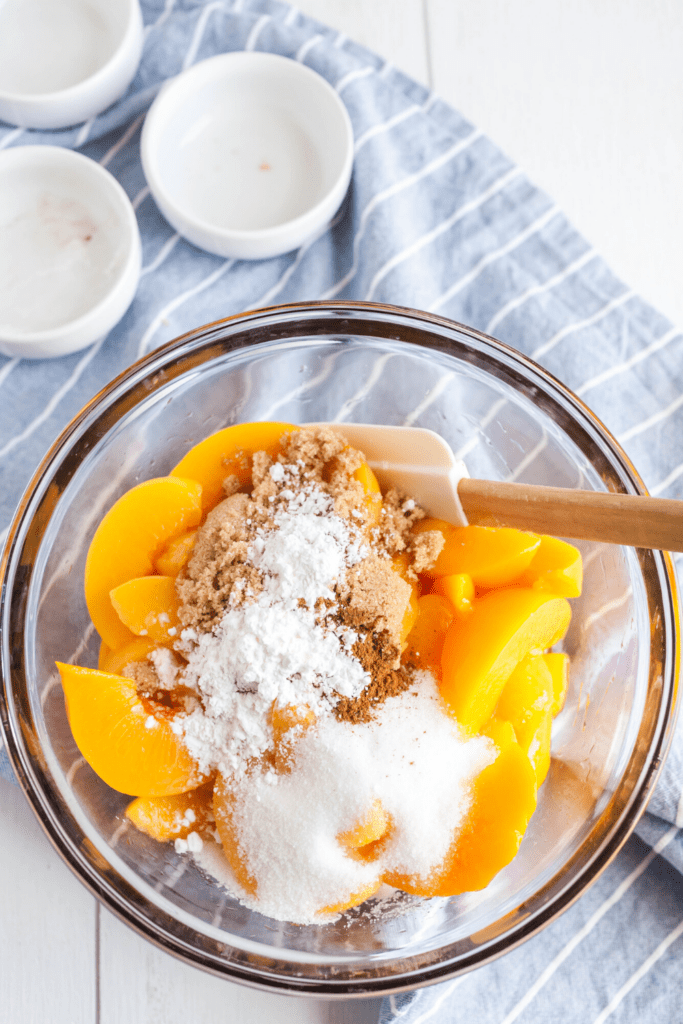 Peach Cobbler Ingredients In A Bowl