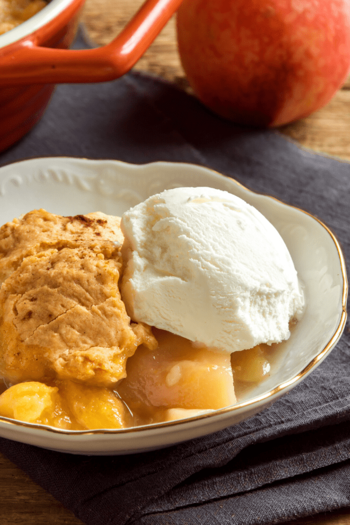 Peach Cobbler with Ice Cream