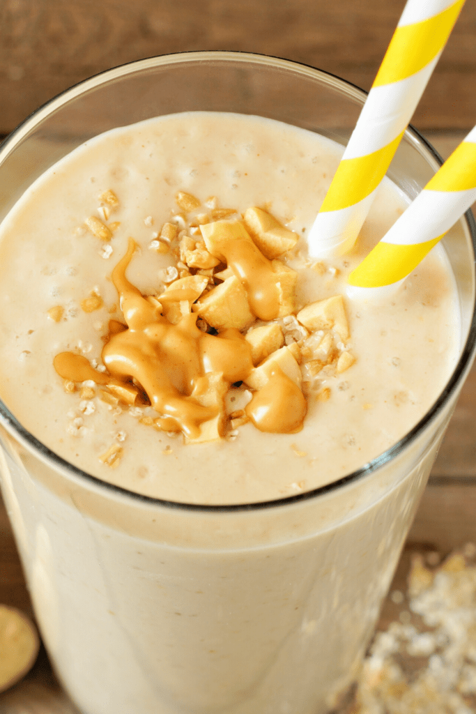 Close Up View of Peanut Butter Banana Smoothie