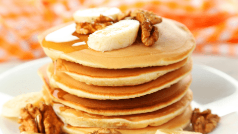 Pancake With Banana and Maple Syrup