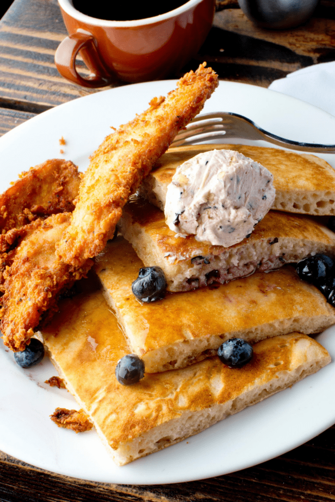 Blueberry Pancakes with Fried Chicken
