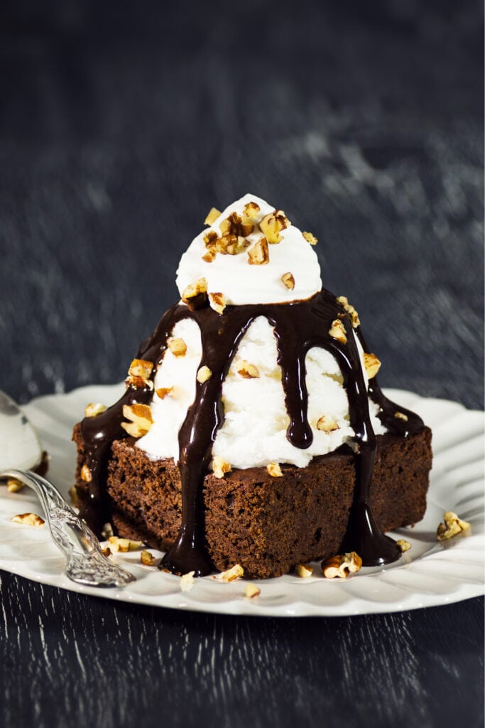 Brownie with Nuts and Ice Cream