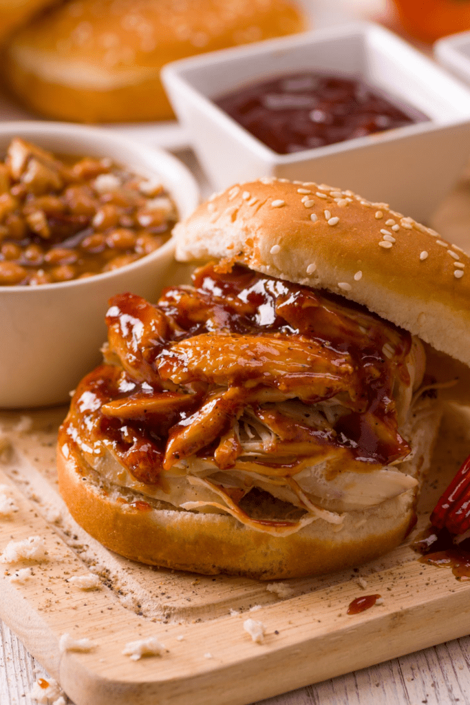BBQ Pulled Pork Sandwich with Baked Beans