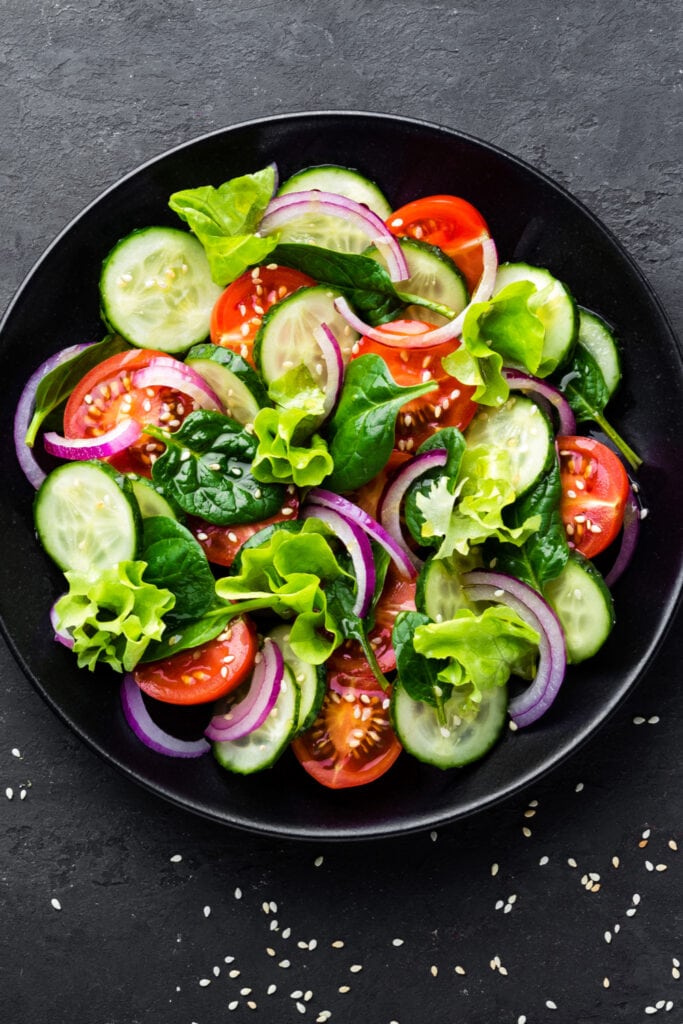 Cucumber Salad with Onions and Tomatoes