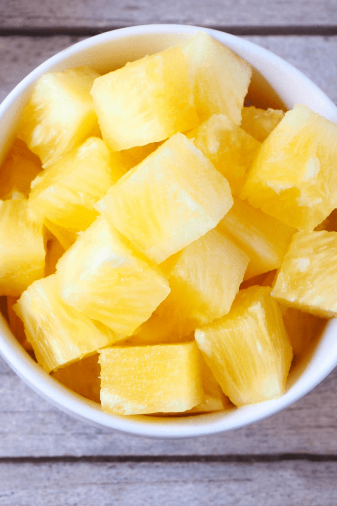 Diced Pineapple in a Bowl