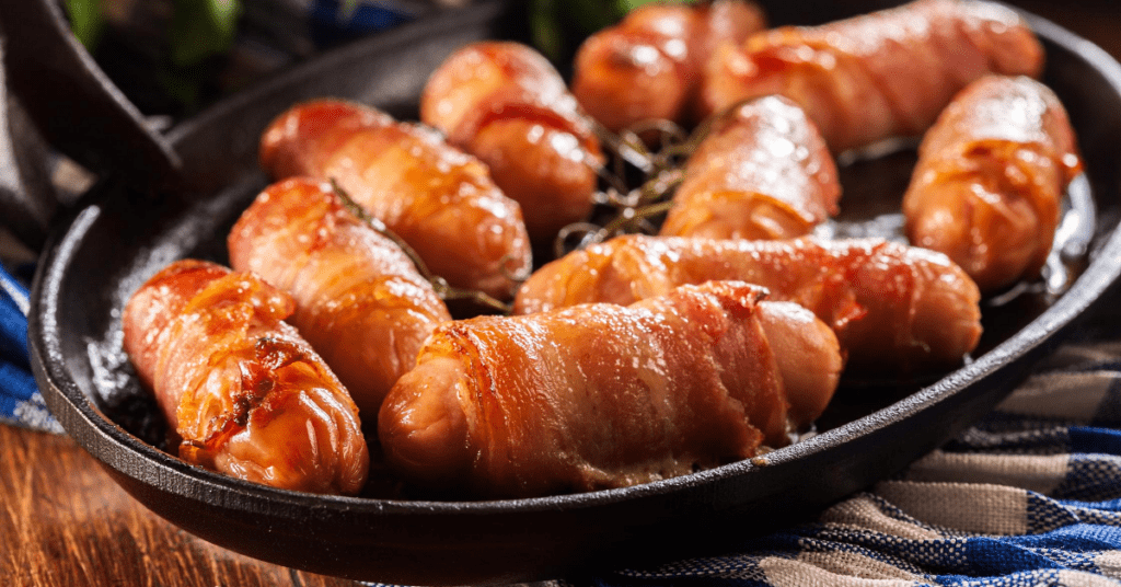 Mini Sausages Wrapped In Bacon