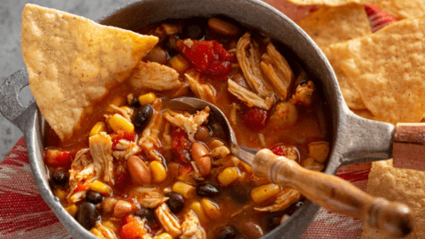 Chicken Tortilla Soup with Corn and Beans