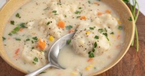 Bisquick Dumpling Soup with Corn, Carrots and Herbs