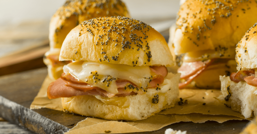 Ham and Cheese Sliders with Mayo and Poppy Seeds