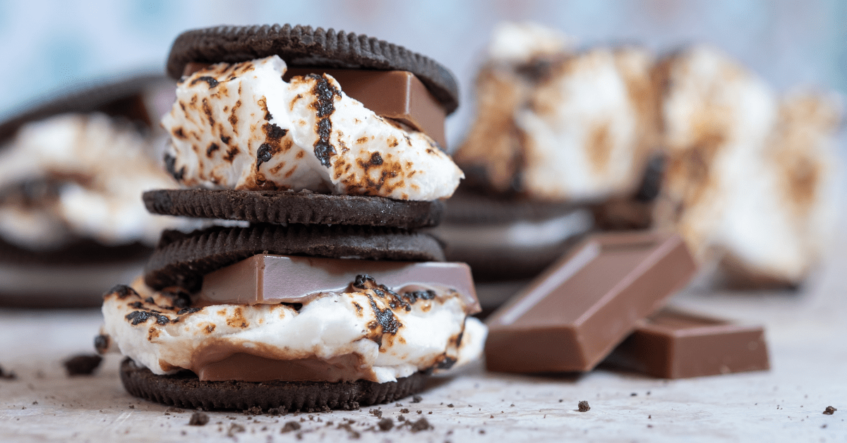 Marshmallow Smores with Oreo Cookies and Chocolate Bars