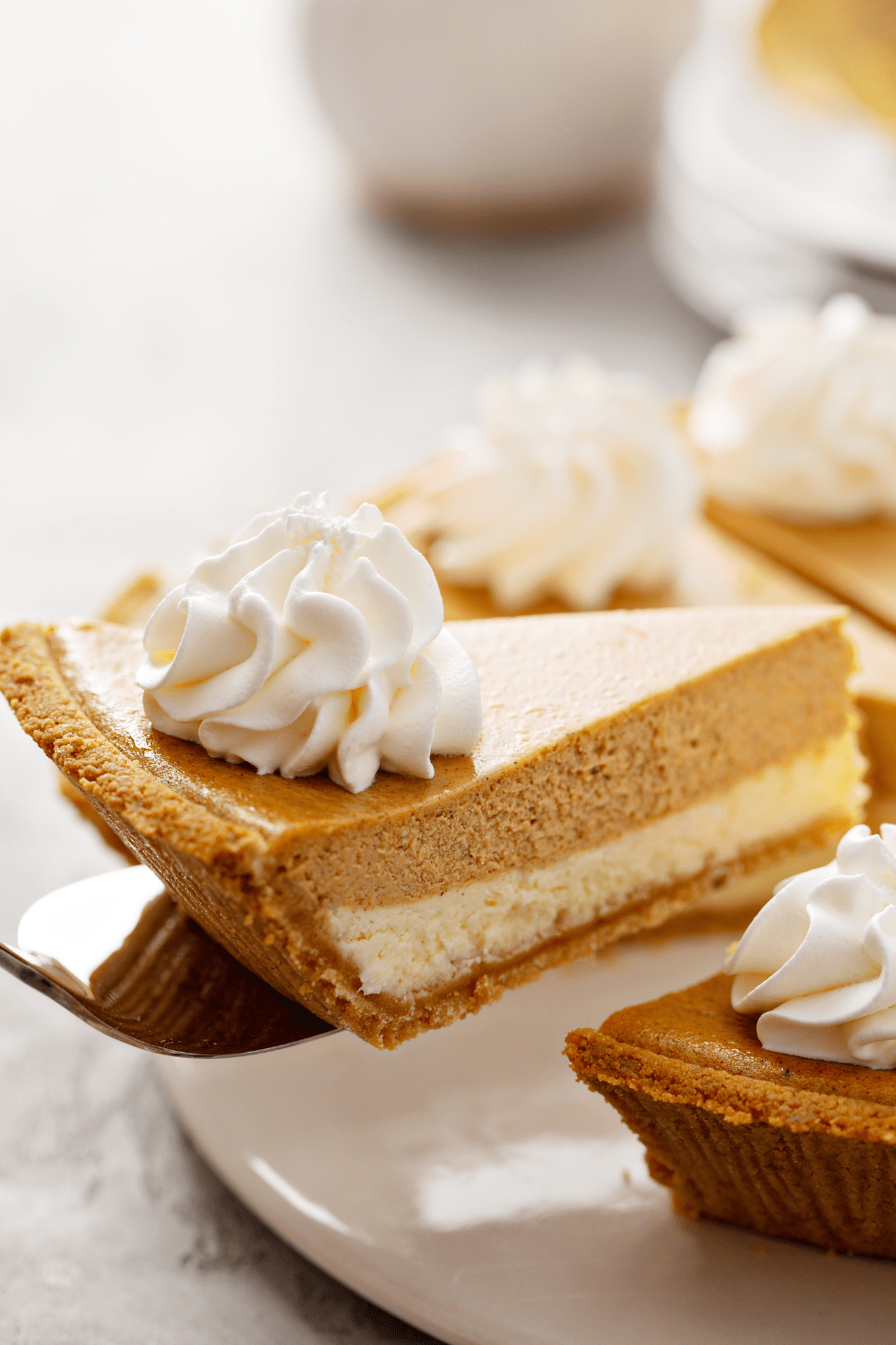 Double Layer Pumpkin Cheesecake with Whipped Cream