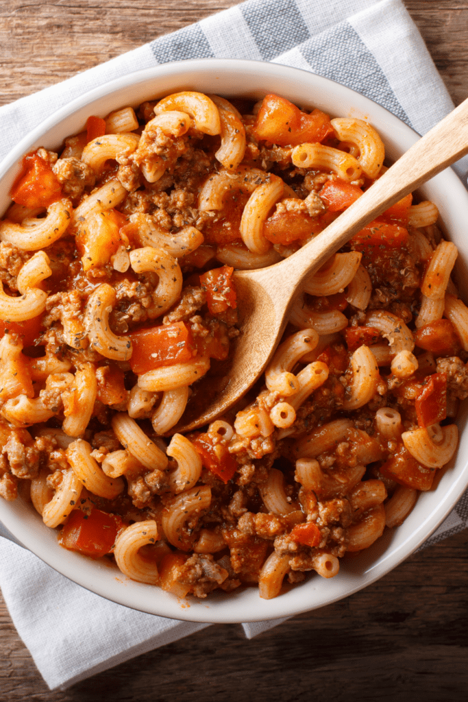 Goulash with Elbow Pasta, Beef and Tomatoes