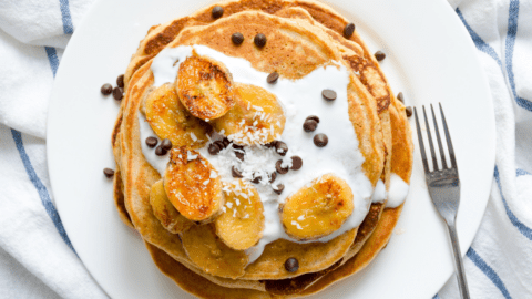 Homemade Pancakes with Bananas and Chocolate Chips