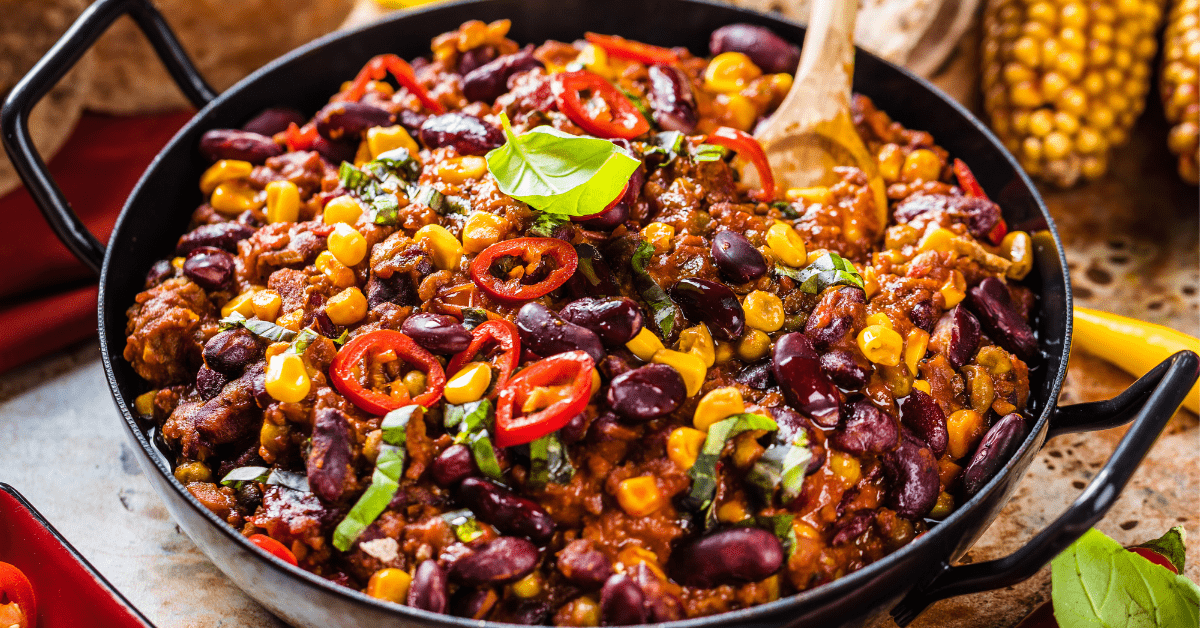 Chili Con Carne with Red Beans, Chili and Corn
