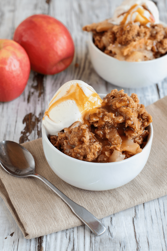 Homemade Apple Crisps or Crumble with Ice Cream