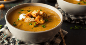 Homemade Butternut Squash Soup with Croutons