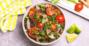 Lentil Salad with Onions, Tomatoes and Lime