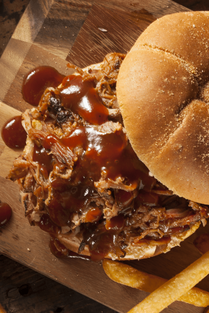 Pulled Pork Sandwich with Fries and Sauce