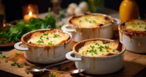 Portions of French Onion Soup