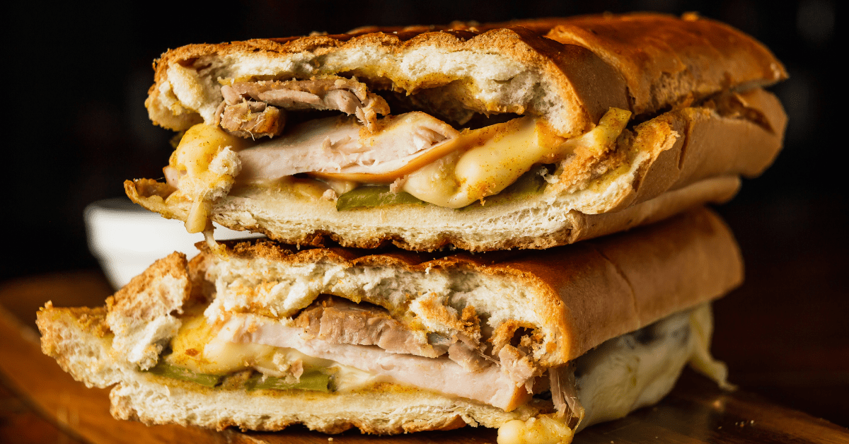 Cuban Sandwich with Cheese, Ham and Fried Pork