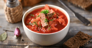 Homemade Borsch: Cabbage Soup with Meat