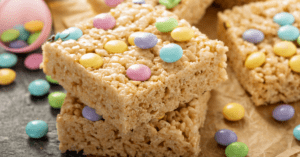 Homemade Rice Krispy Treats with Candy Toppings