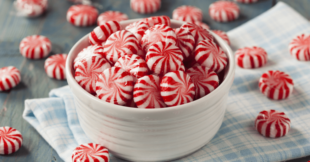 Peppermint Candies in a Bowl