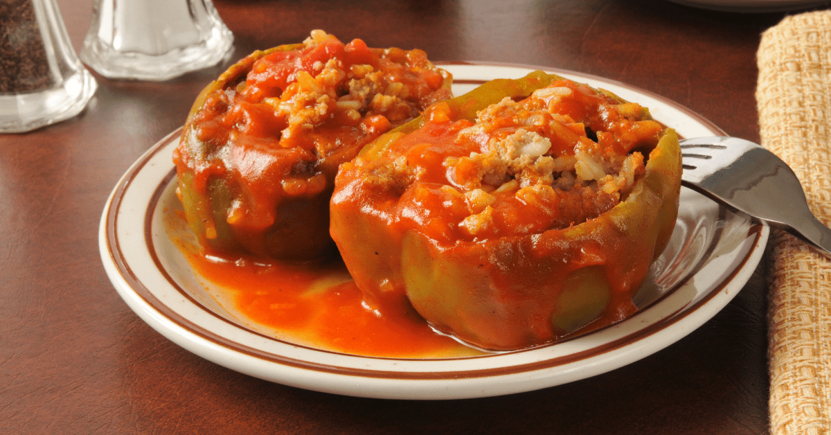 Stuffed Green Bell Pepper with Ground Beef