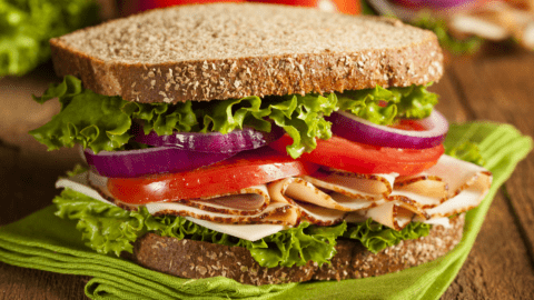 Turkey Sandwich with Tomatoes, Lettuce and Onions