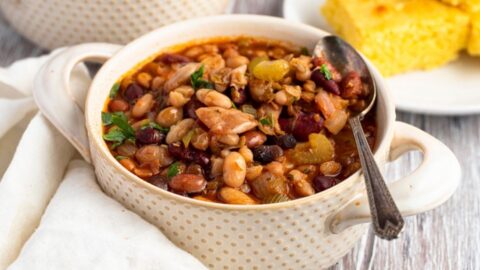 15 Bean Soup in a Small Pot with Cornbread