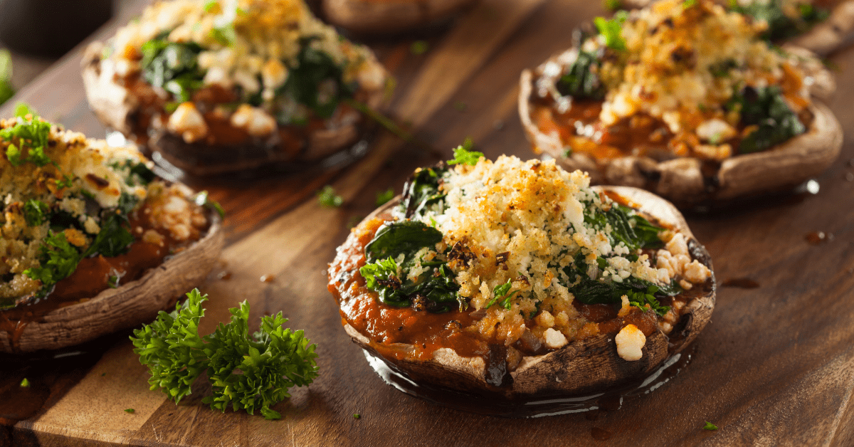 Baked Stuffed Portabello Mushrooms with Spinach
