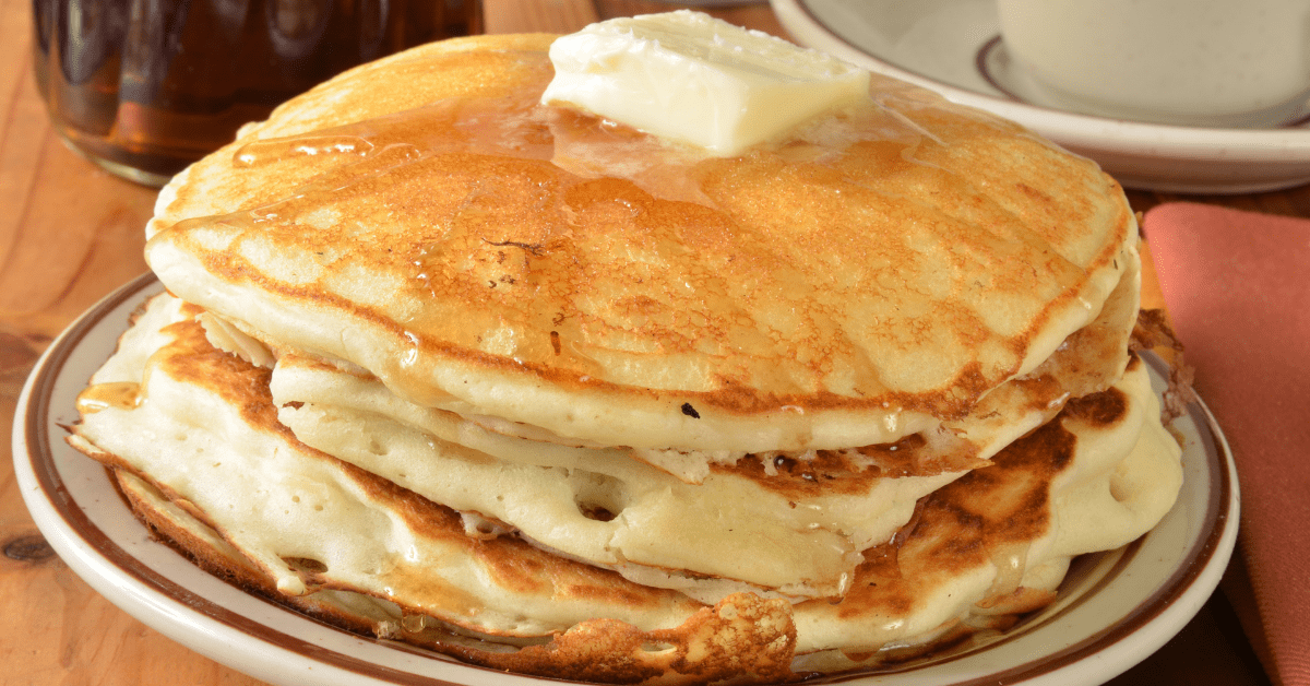 Buttermilk Pancakes with Melted Butter and Syrup