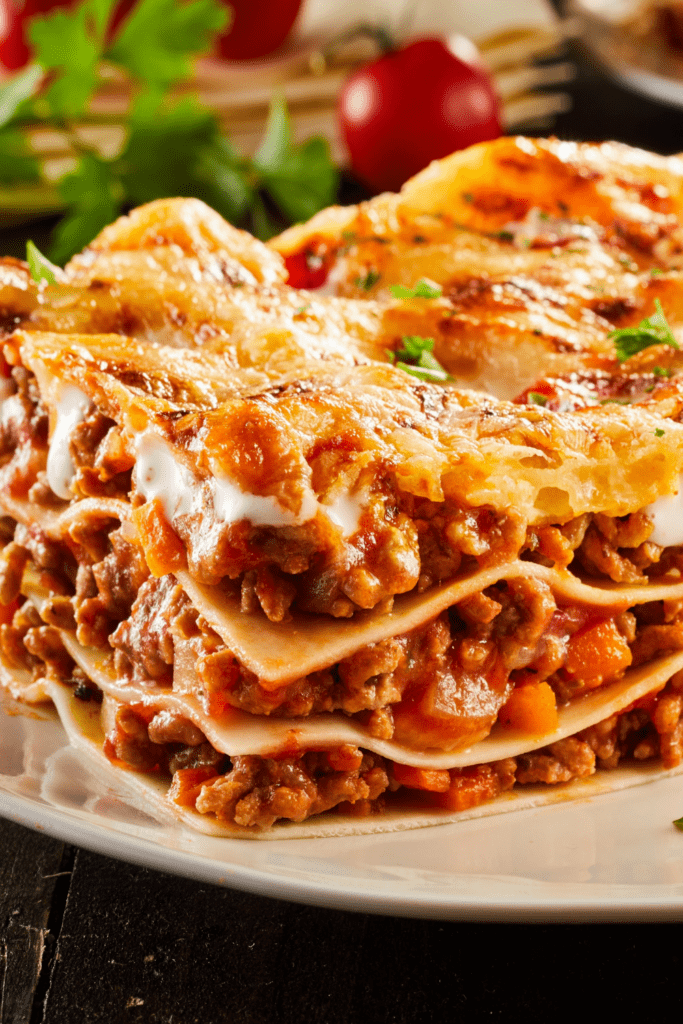 Ground Beef Lasagna with Melted Cheese