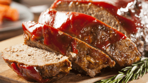 Ground Beef Meatloaf with Ketchup and Spices