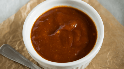 Homemade Heinz 57 in a small white container