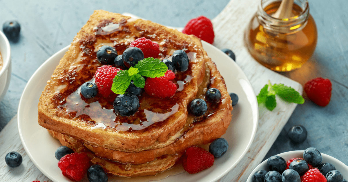 Homemade French Toast with Berries and Honey