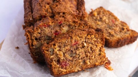 Homemade Hawaiian Banana Bread with Walnuts and Cherries