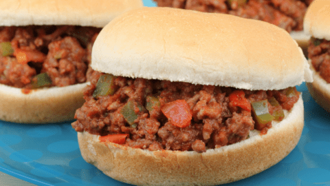 Homemade Sloppy Joe Sandwich with Tomatoes and Bell Peppers
